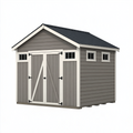 Abri de jardin 300 x 240 x 250 cm en bois gris avec toit métallique et portes doubles