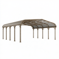 Abri voiture double 600 x 600 x 280 cm en acier brun avec toit en polycarbonate