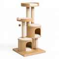 Arbre à chat 60 x 60 x 150 cm en bois beige avec poteaux en corde - tour de jeu et repos