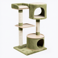 Arbre à chat 60 x 60 x 140 cm vert en peluche avec griffoirs en sisal et niches