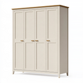 Armoire 160 x 55 x 200 cm en bois beige et chêne à 4 portes style classique
