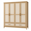 Armoire 180 x 60 x 200 cm en bois beige avec 4 portes et 2 tiroirs