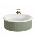 Baignoire îlot ronde diamètre 140 cm acrylique vert sauge style contemporain