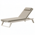 Transat 200 x 70 cm en tissu beige avec structure blanche dossier réglable