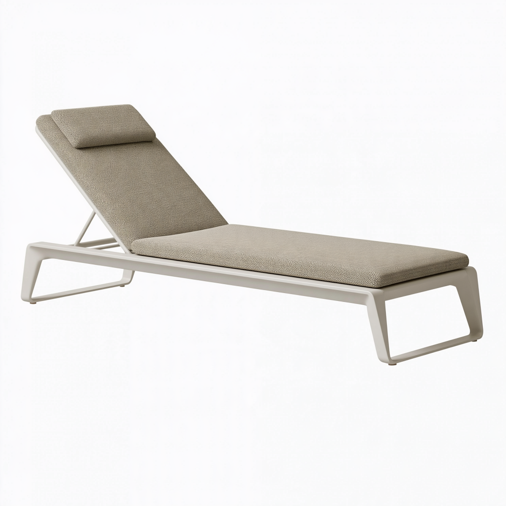 Chaise longue de jardin 200 x 70 x 80 cm en aluminium beige avec dossier réglable