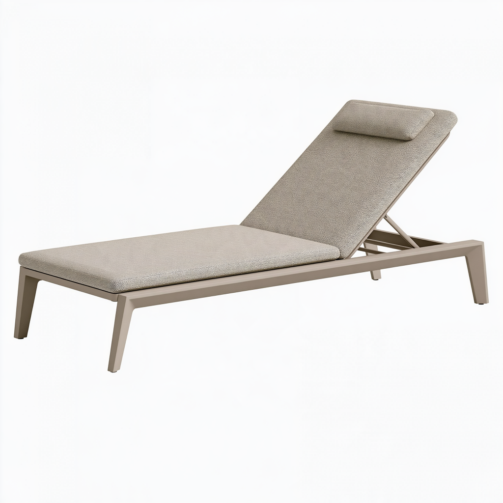 Bain de soleil 200 x 65 cm en métal taupe avec dossier réglable pour extérieur