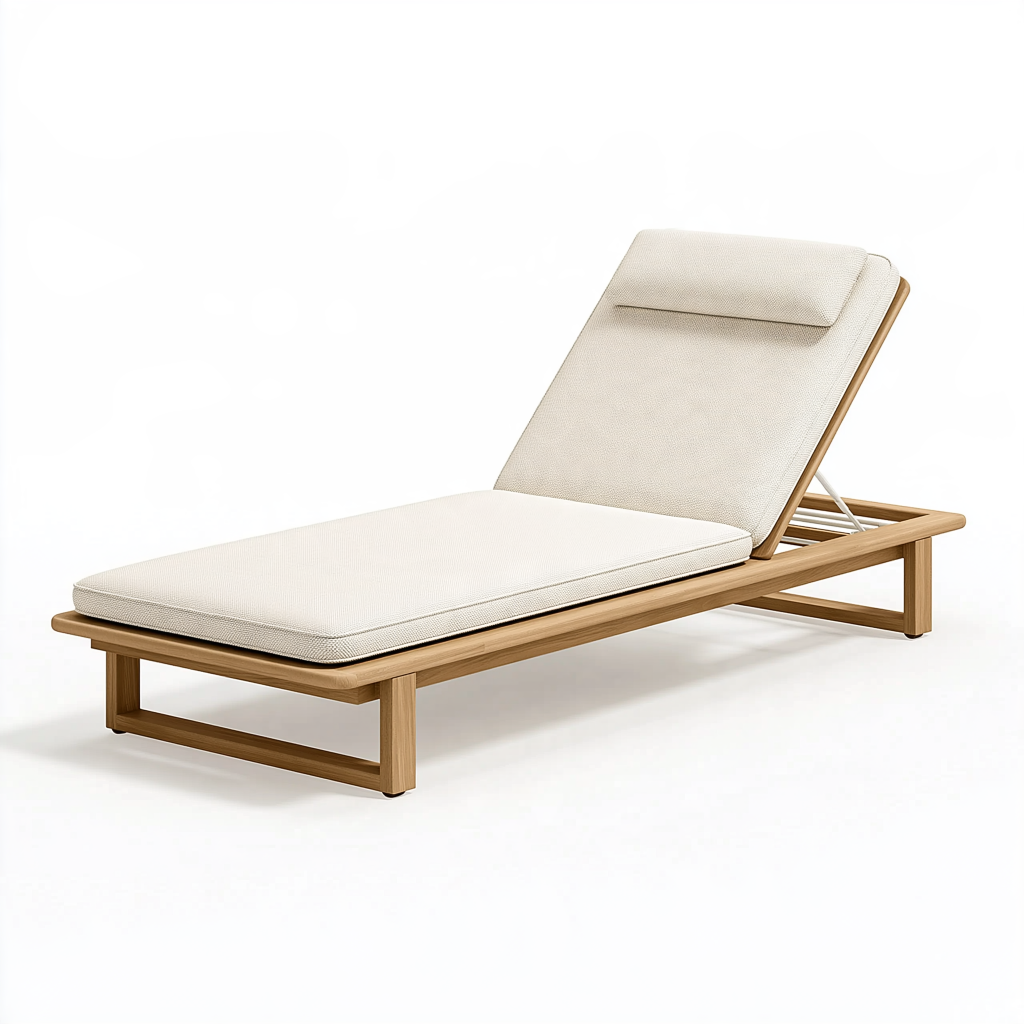 Chaise longue de jardin 200 x 70 cm en bois beige réglable