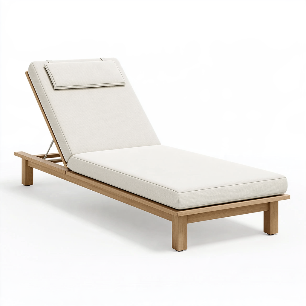 Chaise longue de jardin 200 x 70 cm en bois beige inclinable
