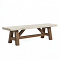 Banc de salle à manger 180 x 38 x 46 cm en bois blanc et brun style rustique
