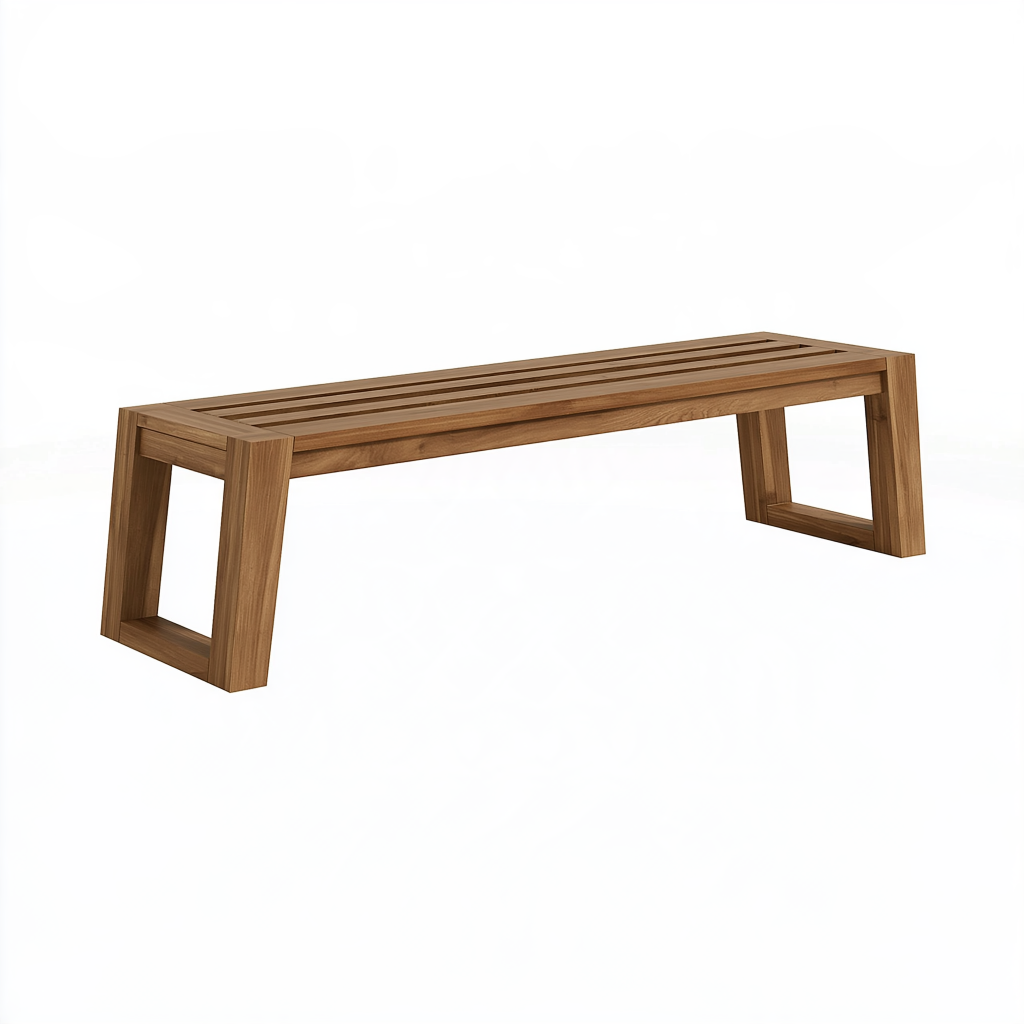 Banc de jardin 150 x 45 x 45 cm en bois marron à lattes style contemporain