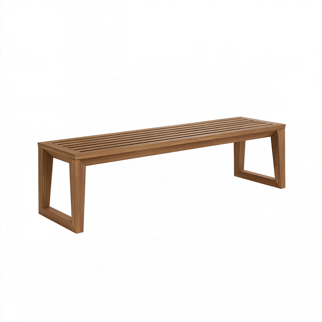 Banc de jardin 180 x 40 x 45 cm en bois marron à lattes style contemporain