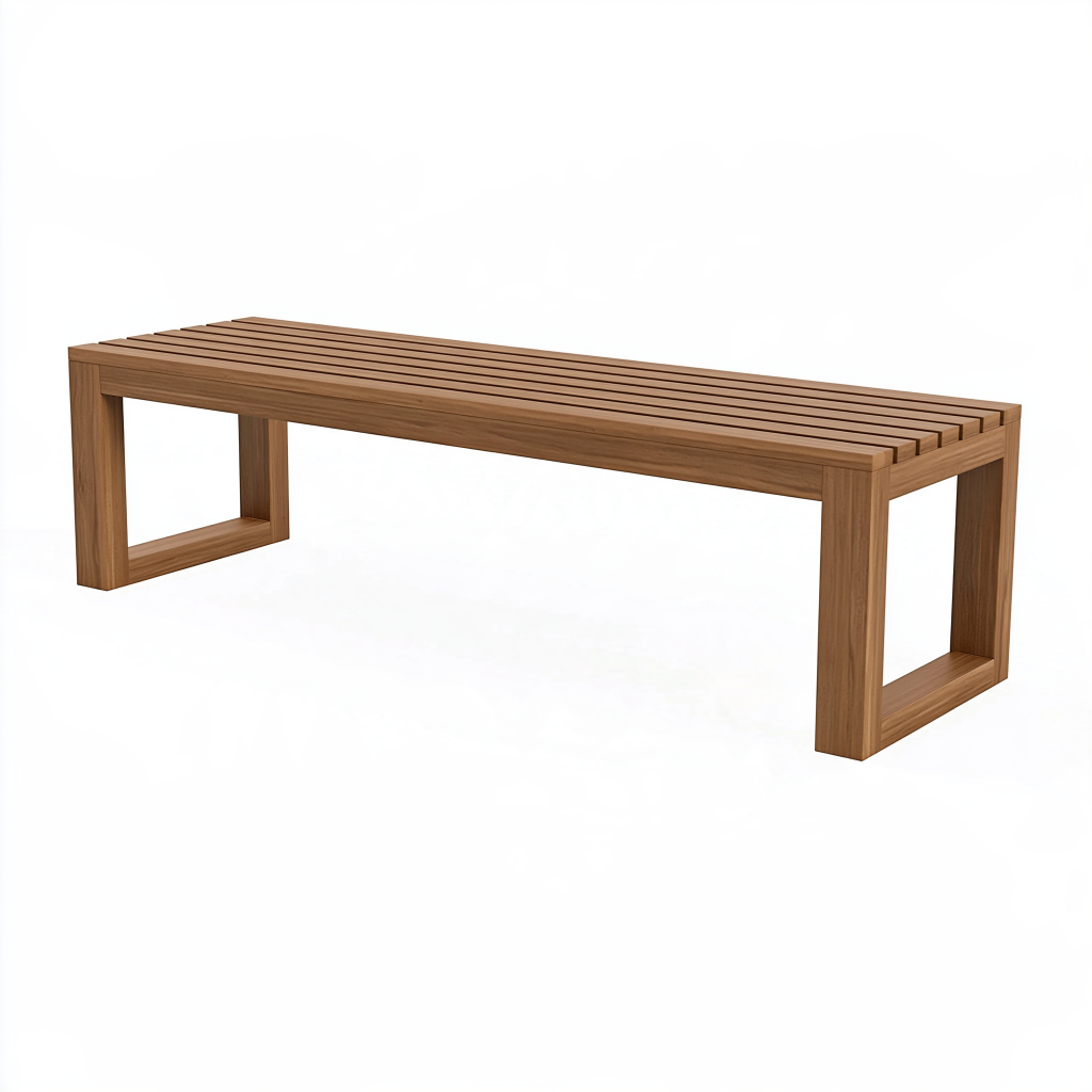 Banc de jardin 180 x 40 x 45 cm en bois marron à lattes style contemporain