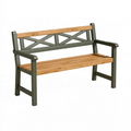 Banc de jardin 120 x 60 x 90 cm en bois vert foncé et marron à accoudoirs style classique